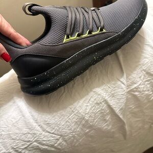 Gray Slip-On Sneaker with Neon Accents